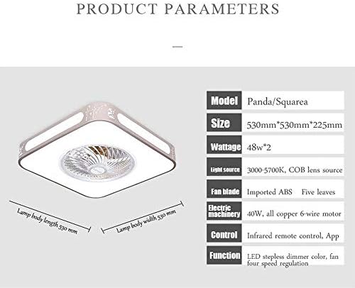 Trems de teto HSCW com iluminação 48W Modern Dimmable com controle remoto Fan invisível LED LED LUZ