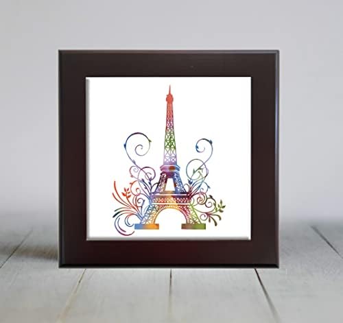 Eiffel Tower Abstract Watercolor Art Decorative Tile