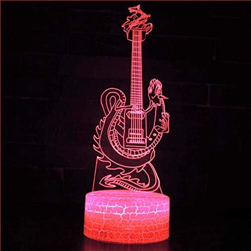 Jinnwell 3D guitarra dragão noturno lâmpada leve ilusão noite luz 7 alterações de cor de toque Touch mesa lâmpadas de decoração de mesa