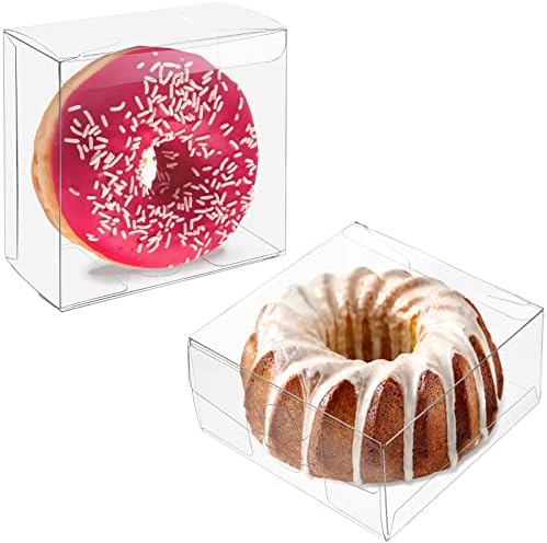 Caixas de rosca a granel 4x4x2 polegadas, caixas favoritas para biscoitos, macarons, caixas de pastelaria - 50 pcs