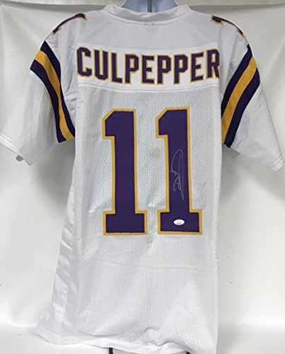 Daunte Culpepper assinou a camisa de futebol branca de Minnesota - JSA Coa