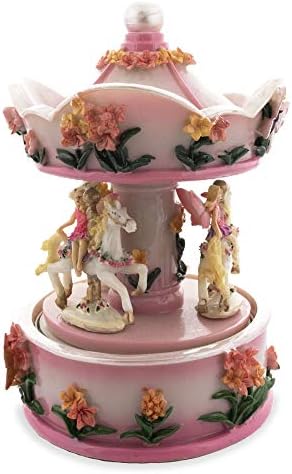 Bestpysanky fadas andando cavalos em estatueta musical de carrossel rosa