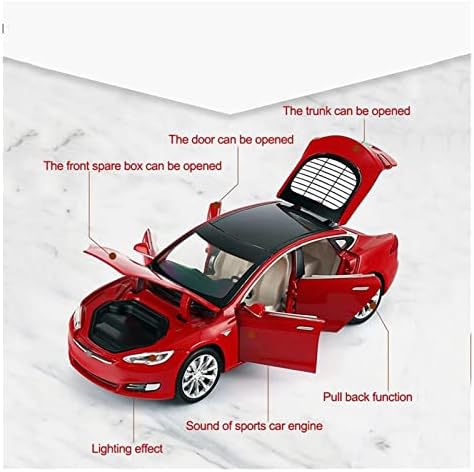 Modelo de carro em escala para Tesla Model S Modelo de carro Diecast Metal Modelo 6 portas abertas com som leve 1/32 Proporção