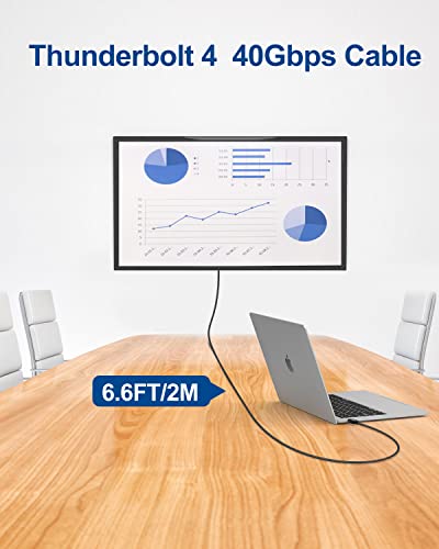 Ablink USB4 Cabo de 6,6 pés Trovão compatível com o cabo 4 com carregamento de 100w, transferência de dados de 40 Gbps, exibições de 8k ou 4K duplos, compatíveis com Thunderbolt 4, USB4, Thunderbolt 3, USB-C