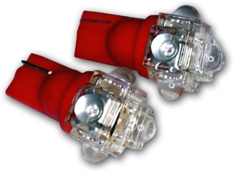 TuningPros Ledis-T10-R5 Chave de lâmpadas LED de lâmpadas T10, 5 Flux LED Red 2-PC Conjunto