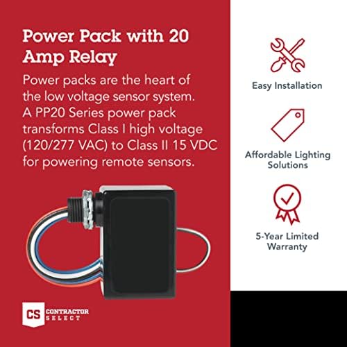 Switch de sensor PP20 Contratante Selecione Power Pack Relé Proteção do circuito 120/277 Vac, preto