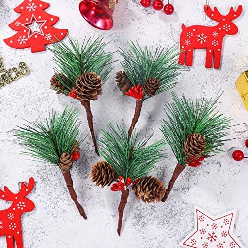 Didiseaon 10pcs Christmas Artificial Pines Hastes com frutas pinhas, galhos de agulhas de pinheiro para artesanato DIY Arranjos