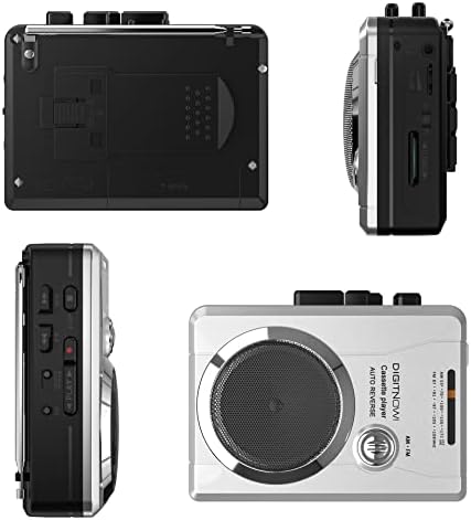 Gravador Cassette portátil com Rádio Estéreo AM FM e gravador de voz, Compat Pessoal Walkman Cassette Player/Recorder com alto -falante