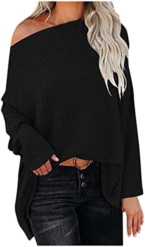 Suéteres longas femininas malha quente cor sólida fura solta manga top e suéter de camelo superior de mangas compridas
