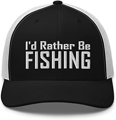 Amante de pescador engraçado, amante de pescador bordado com tampa de chapéu de caminhoneiro, eu prefiro estar pescando