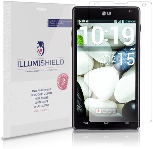 Protetor de tela Illumishield compatível com LG Optimus G Clear HD Shield Anti-Bubble e Filme Pet