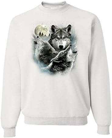 Tee Hunt Howling Wolf Pack Sweatshirt Wild Wilderness Animais Nature Moon Sweater