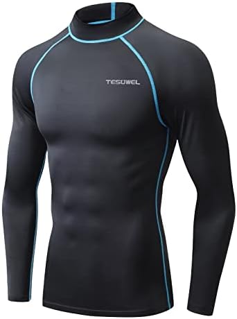 Tesuwel Mens Rash Guarda Longa Camisas de natação para homens UPF 50+ Camisas de água de compressão de proteção UV para navegar rápido seco