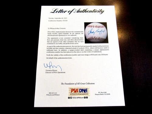 Sandy Koufax 1955 WSC Brooklyn Dodgers Hof Auto OML OML Baseball PSA/DNA GEM - Bolalls autografados