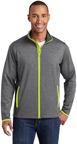 Sport-Tek Stretch Contrast Full Zip Jacket Charcoal Gray Heather/Charge Green, 4xl