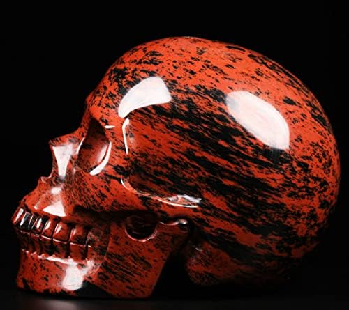 Mr.Skull 5.0 Estátua de crânio de cristal de mogno 5.0, pedra de cura de cristal, pedra de escultura em pedras preciosas