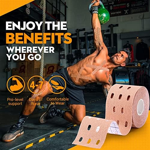 2 Pack Pro Kinesiology Athletic Tapes com buraco, suporta muscular respirável Bandagem esportiva adesiva