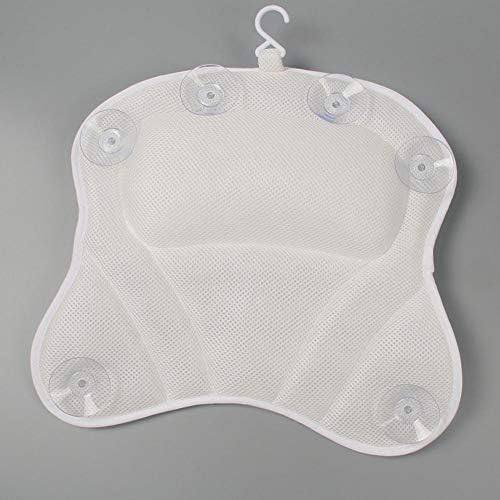 Travesseiro de banho esgt 4d malha de ar de luxo spa Pillow com 6 xícaras de sucção sem deslizamento para o suporte do pescoço e do ombro da cabeça