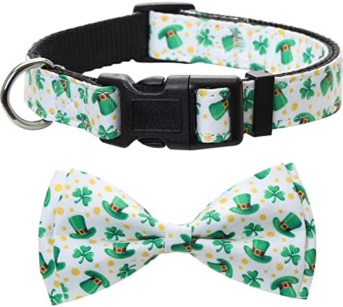 Colar de cachorro do dia de S.Patrick com colares de estimação ajustáveis ​​de gravata arqueada
