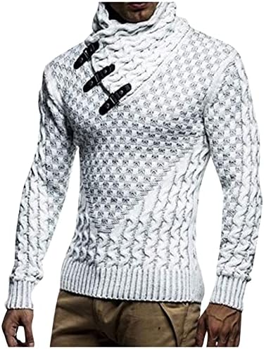 Ymosrh Turleneck masculino Mente malha de tricô com capuz Top Sweater Sweater de grandes dimensões para homens de inverno
