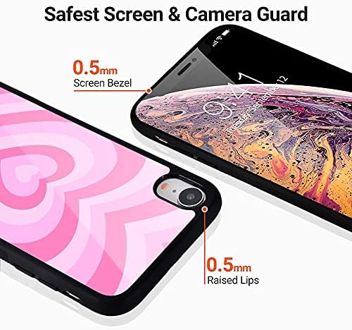 Idocolors abstrata Art Telefone Caso para iPhone 6s/6 Plus ， Pink Love Heart Coffee Latte fofo TPU macio TPU Hard Back Scratch Proteção Casa de capa feminina à prova de choque para iPhone 6s Plus