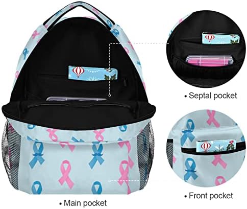 Junzan Breast Cancer Fibbons Pink Fibbons Rosa Backpack de Laptop Backpack 16 polegadas Bolsas de viagem para crianças