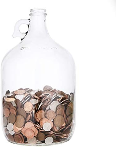 Jar com dinheiro de vidro - 1 Galão dos EUA - detém mais de US $ 2.000 em moedas de US $ 1!