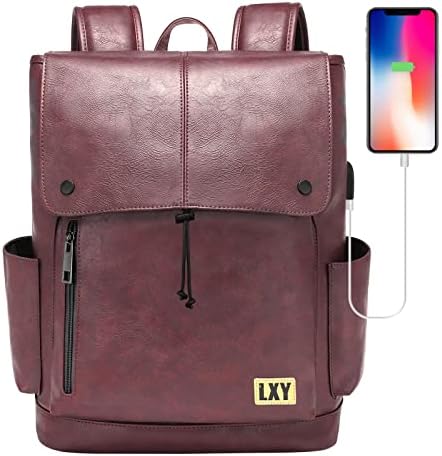 LXY CATHA MECHÃO Vintage College School Mackpack, Faux Leather Backpack Purse, 15,6 polegadas Laptop Bookbag
