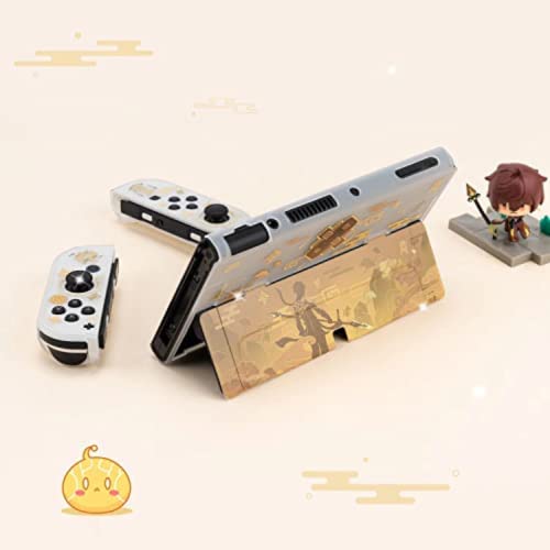 Caso de Zhongli de Genshinimpact enfily Compatível com Nintendo Switch OLED, capa de caixa ancorável, caixa de alcance