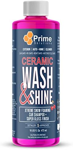 Prime Solutions Shampoo de Carro Concentrado, Lavagem e Brilho, Limpador Automático Exterior, Carro, RV, Boat e Motocicleta