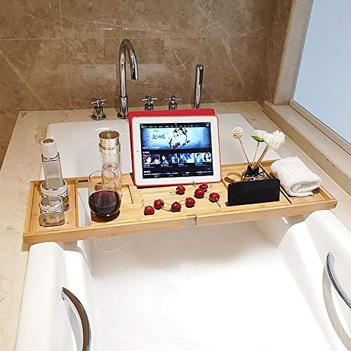Yajun Bath Rack Bathtub Rack Mobilephone e Tablet Prateleira Bathtub Storage Non Slip Slip Ajustável Ponte