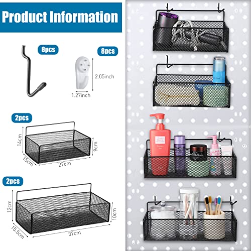 Cestas de pegboard de 4 pegadas da unittype com 8 ganchos de placa de pegboard Organizador de parede de parede de armazenamento BINS