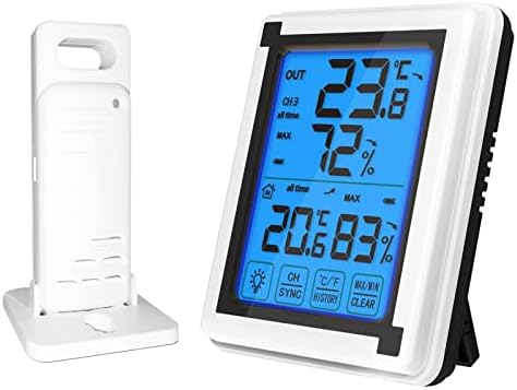 Yiisu Thermômetro externo interno de arremesso sem fio Hygrometer Digital Termostato Monitor de umidade de temperatura com tela