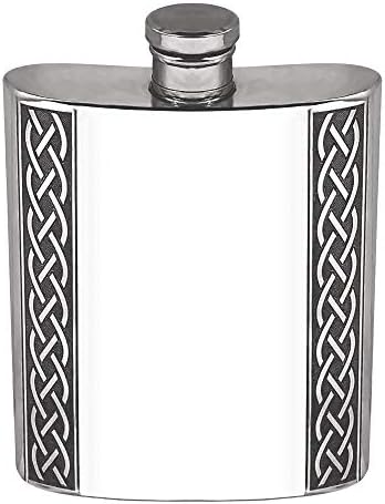English Pewter Company 6oz em relevo Celtic Knot Design de estanho uísque de uísque Flask de quadril [CEL620]