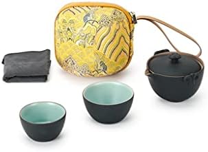 Cxdtbh crack xícara de chá conjunto de bolsa portátil viagens kung fu conjunto de chá doméstico transportar um conjunto de chá de viagem