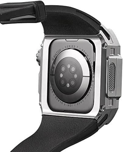 Banda de silicone Cnhkau para a pulseira Apple Watch Band 45mm ， Case de proteção robusta à prova de arranhões ， para iwatch Ultra 8 7 séries esportivas banda militar