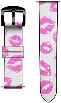 CA0246 Lips rosa beijos Couro Smart Watch Band Strap for Fossil Hybrid SmartWatch Nate, Latitude Hybrid HR, Tamanho da máquina de