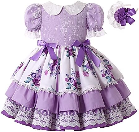Pettigirl garota elegante roxa primavera floral traje roupas de renda de renda criança criança adorável vestido de casamento de festas de concurso