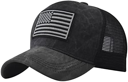 Chapéu de caminhoneiro para homens Mulheres Summer American Flag Snapback Cap gráfico de pai chapéu ajustável de baixo perfil vintage