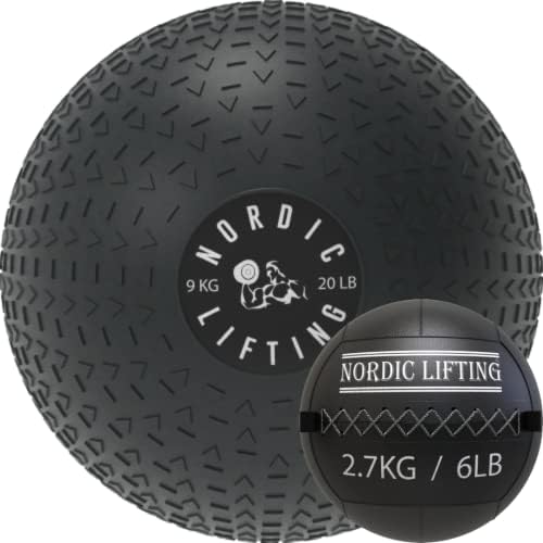 Nordic Lifting Slam Ball 20 lb pacote com bola de parede 6 lb