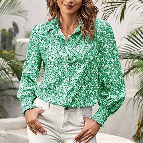 Camisas para mulheres verão casual - Tops de manga longa para mulheres Summer v pescoço blusas florais botão para baixo camisetas #