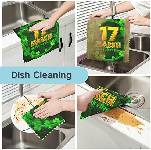 Sinestour St. Patrick Day Shamrock deixa panos de prato 6 panos de limpeza de embalagem para lavar louça de secagem absorvente macio