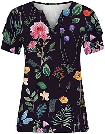 Tampas plus size para mulheres PETAL S-S-SHISTS CHURS CHURS CASUAL CASUAL Casual decote em V Túnicas estampadas florais