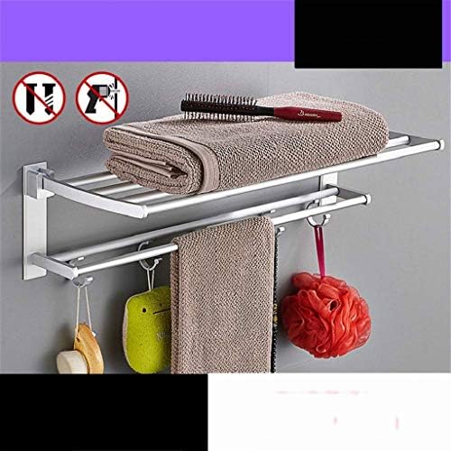 Lymjj Towel Rack- Banheiro de toalha de toalha de banheiro prateleira de toalha com duas barras de toalhas de parede