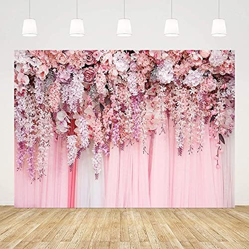 ABLIN 10x7ft rosa parede floral pano de fundo garotas rosa chuveiro de noiva Flores de casamento de casamento bebê menina bebê chá
