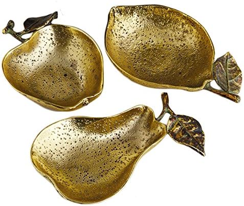 Tozai Home - Conjunto de bandeja decorativa de 3 - fruta dourada