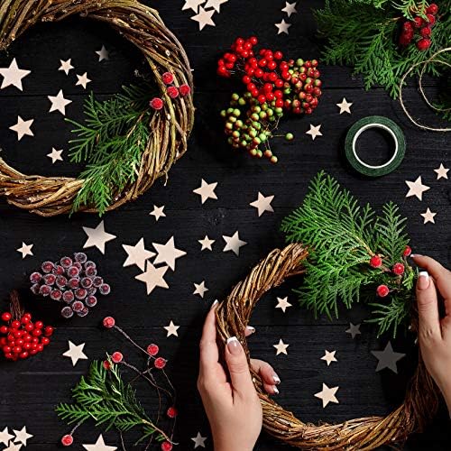 800 peças de Natal estrelas de madeira em branco Fatias de estrela de madeira Mini enfeites de estrela
