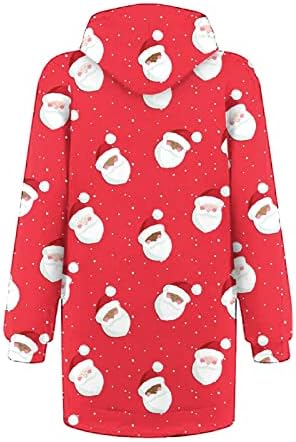 Vestido de capuz de natal ruziyoog para mulheres fofas para o Papai Noel com maiúsculas compridas vestidos de moletom com capuz