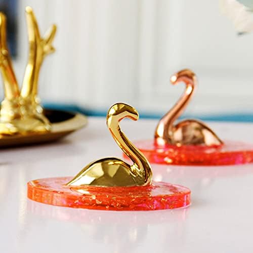 Cabilock Home Decor Jóias Bandeja de jóias estátua de flamingo com jóias de jóias Bande