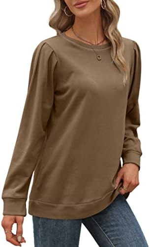 Sorto Geifa para Mulheres Crewneck Sleeve Tunic Tunic Tops Sweaters leves